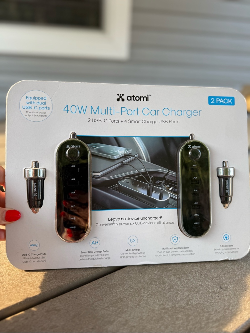 40W Multi-Port Car Charger - Black (2 Pack)